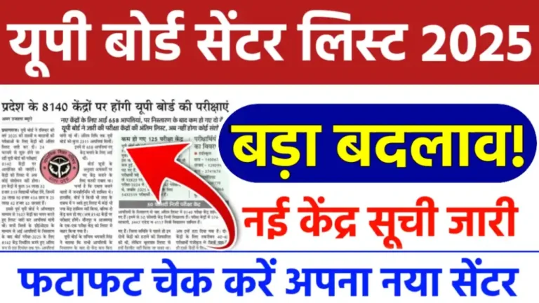 UPMSP Examination Final Centre List 2025