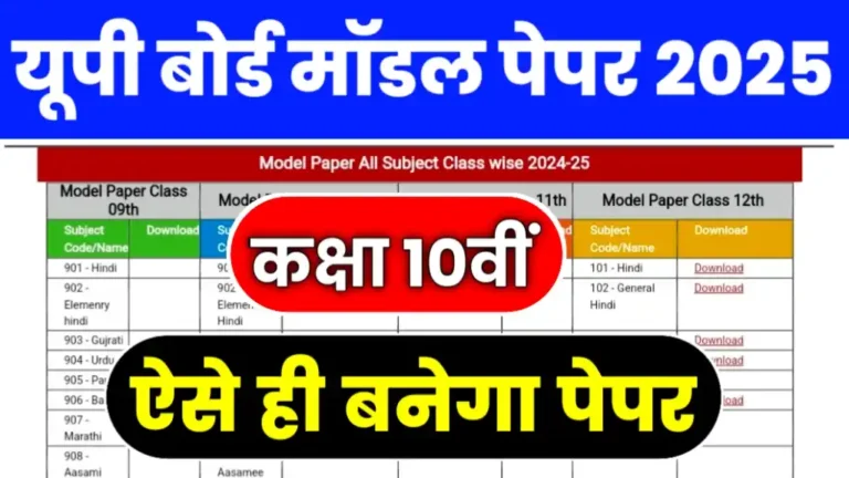 UP Board Class 10th Latest Model Paper 2025