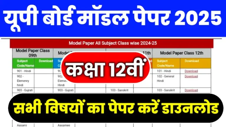 Up Board Class 12th New Model Paper 2025