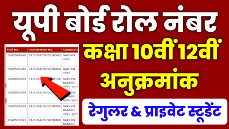 UP Board Regular Private Student Roll Number 2025