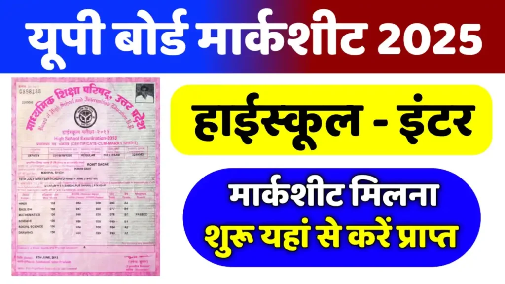 UPMSP Up Board Marksheet 2025