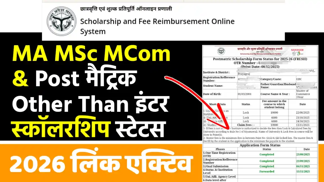 MA MSc MCom UP Scholarship Status